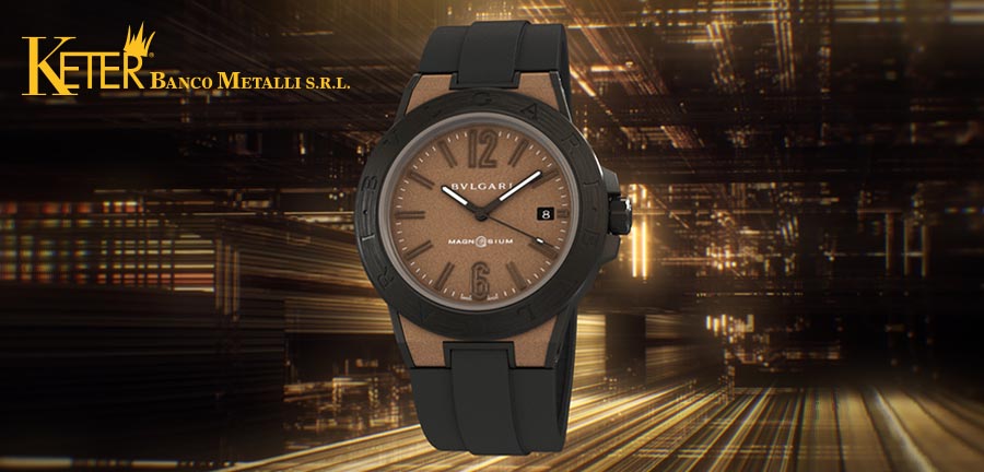 Orologio Bulgari Diagono Magnesium, segnatempo di lusso in magnesio e ceramica con design elegante e tecnologia intelligente, presentato a Basilea e raccontato da Keter Compro Oro a Roma.