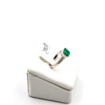 Gioiello unico oro bianco 18 kt smeraldo centrale 2 diamanti princess Misura 9 ITA 49 fra ketercomprooro