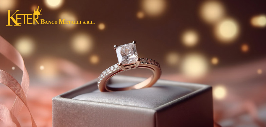Anello in oro e diamante come idea regalo preziosa per Natale 2025, stile Keter Compro Oro Roma.