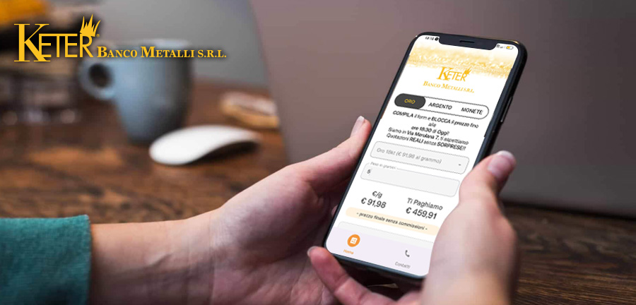App Keter per la valutazione di oro e argento con blocco prezzo aggiornato in tempo reale e maggiorazione rispetto al sito ufficiale